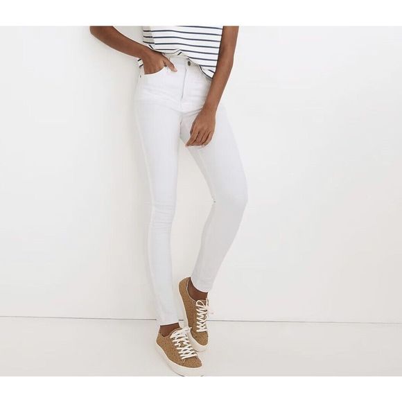 MADEWELL Womens 10" High-Rise Skinny Jeans EUC Sz 26 Pure White Stretch AJ233 - Picture 1 of 10